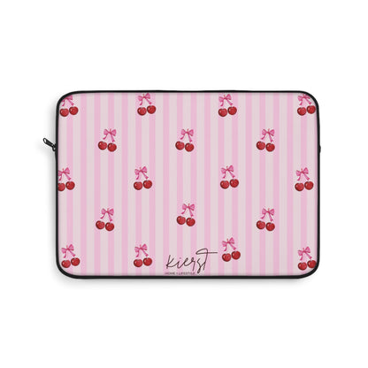 Cherries on Pink Stripe Laptop Sleeve