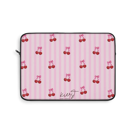 Cherries on Pink Stripe Laptop Sleeve