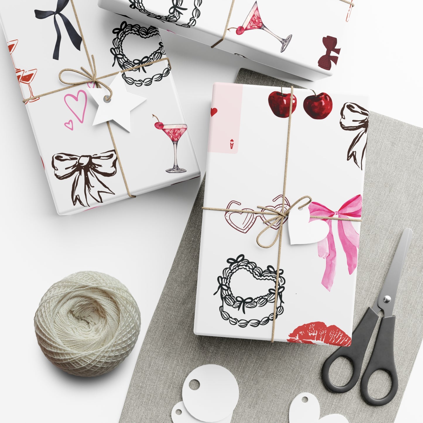 Grey Edge of Romance Wrapping Paper | Glamorous Sticker-Inspired Gift Wrap
