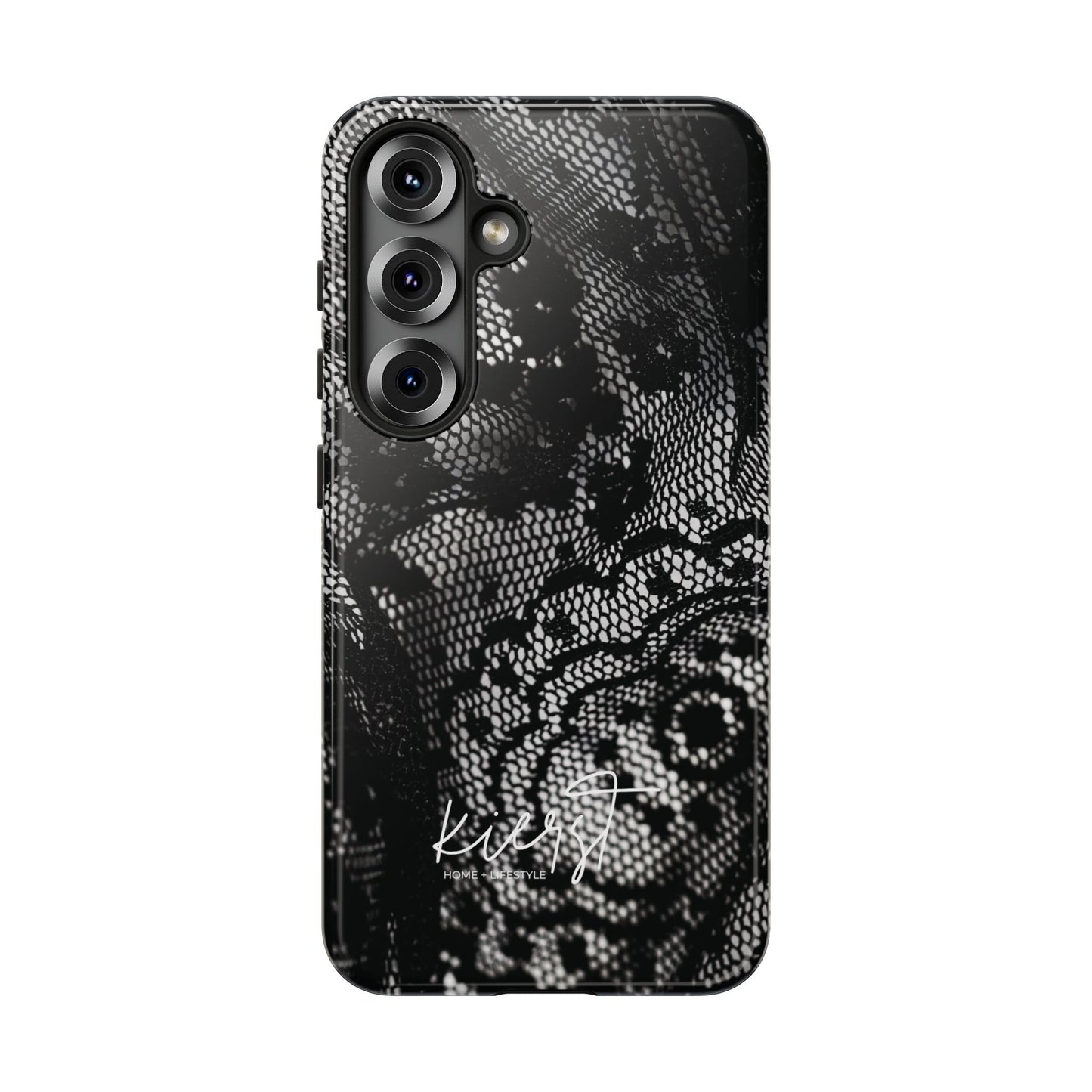 Black + White Lace Print Samsung Galaxy Phone Case