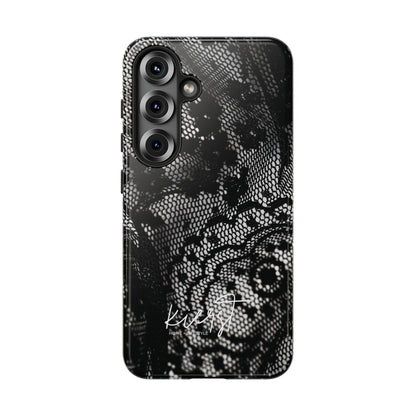 Black + White Lace Print Samsung Galaxy Phone Case