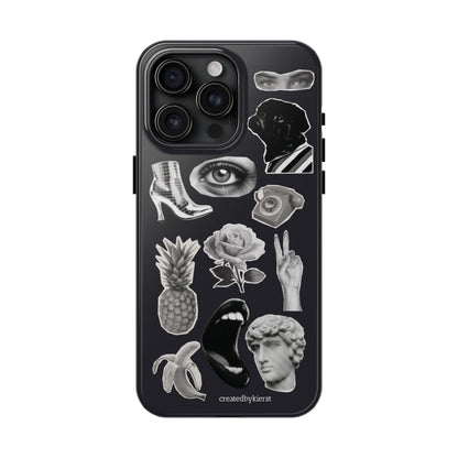 Black & White Vintage Sticker Design iPhone Case