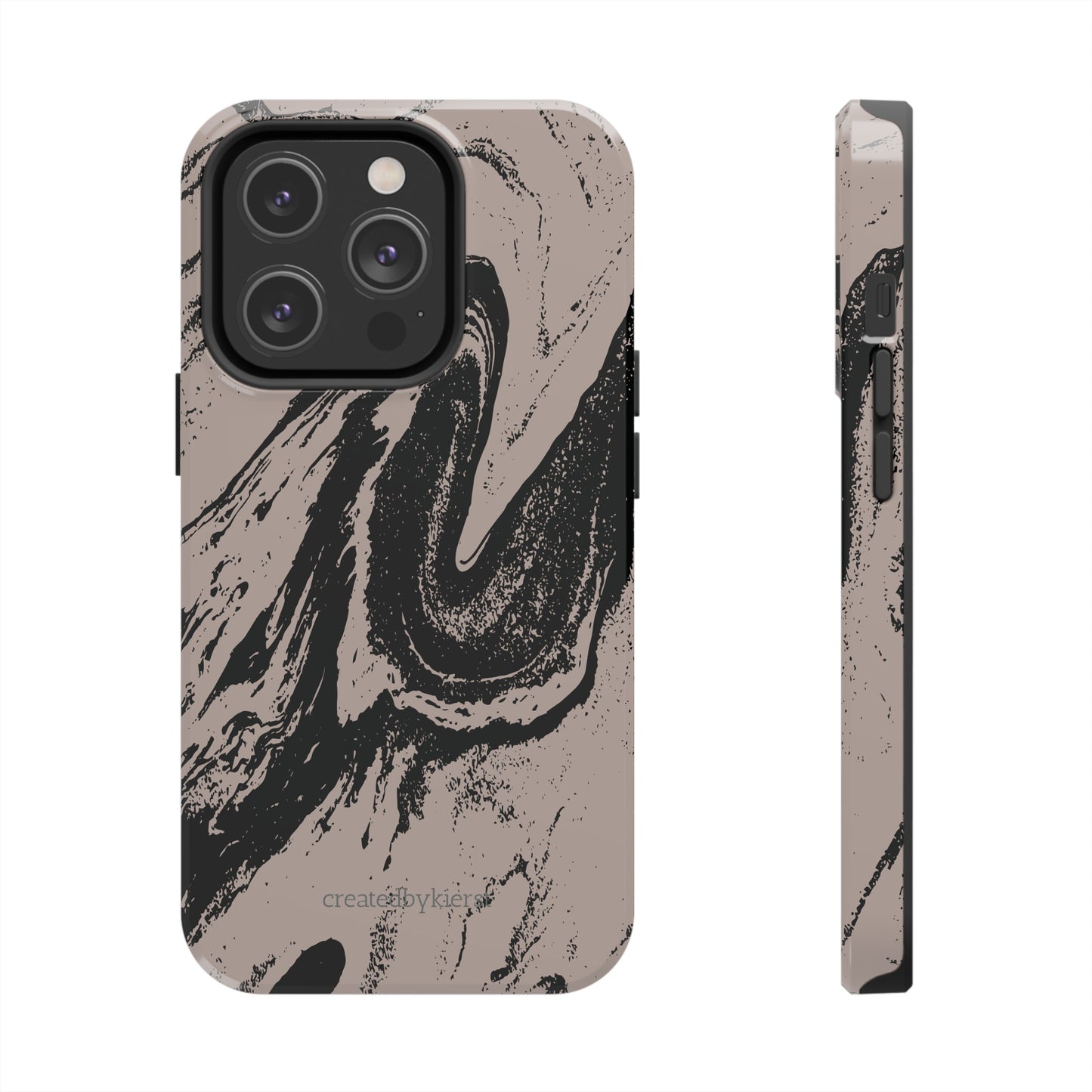 Taupe and Black Marble iPhone Case