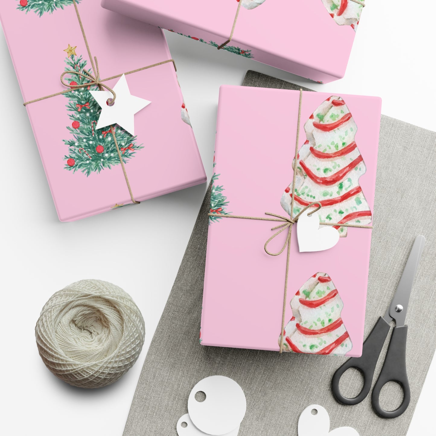 Colorful Christmas on Pink Gift Wrapping Paper