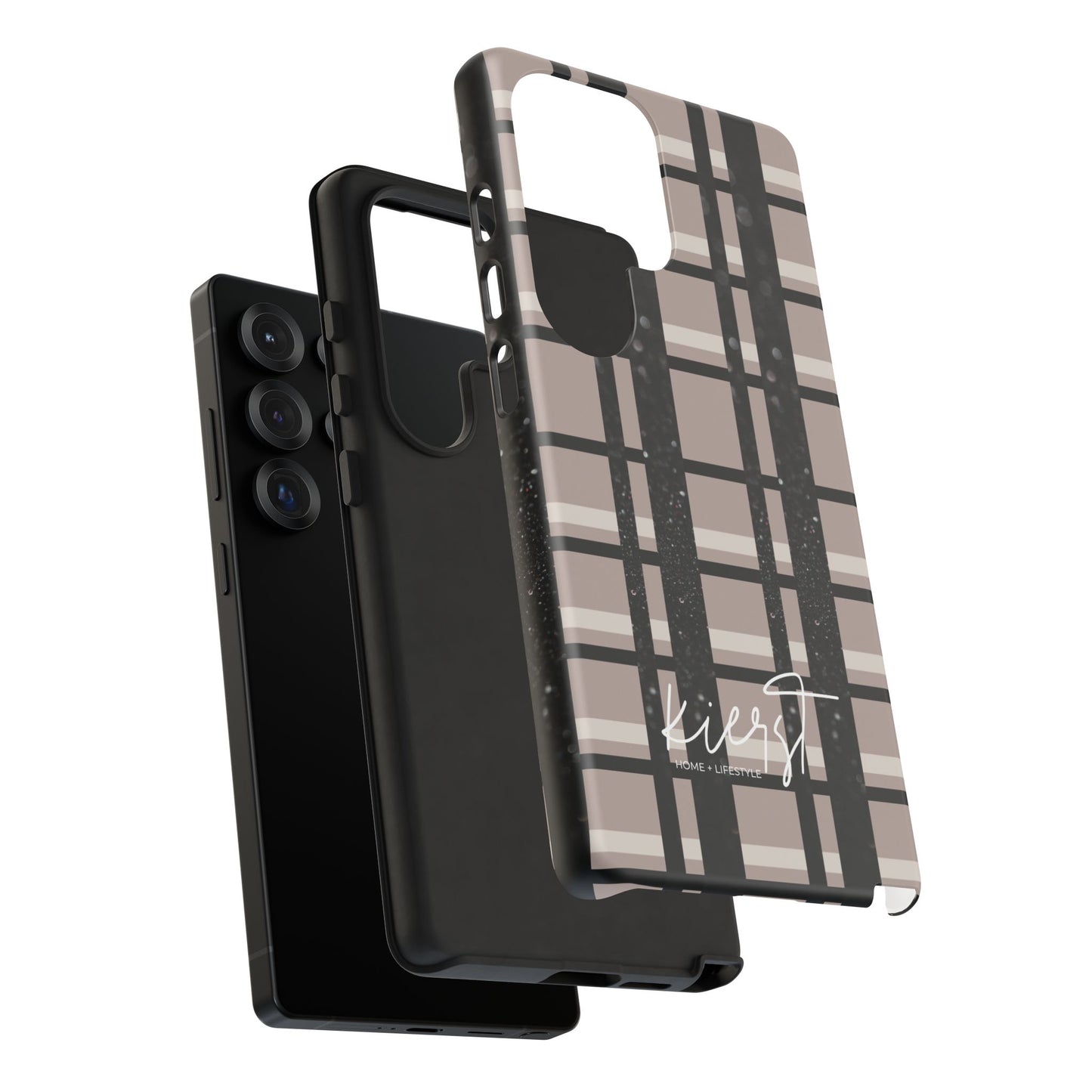 Taupe, Cream, and Black Plaid Samsung Galaxy Case
