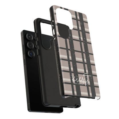 Taupe, Cream, and Black Plaid Samsung Galaxy Case