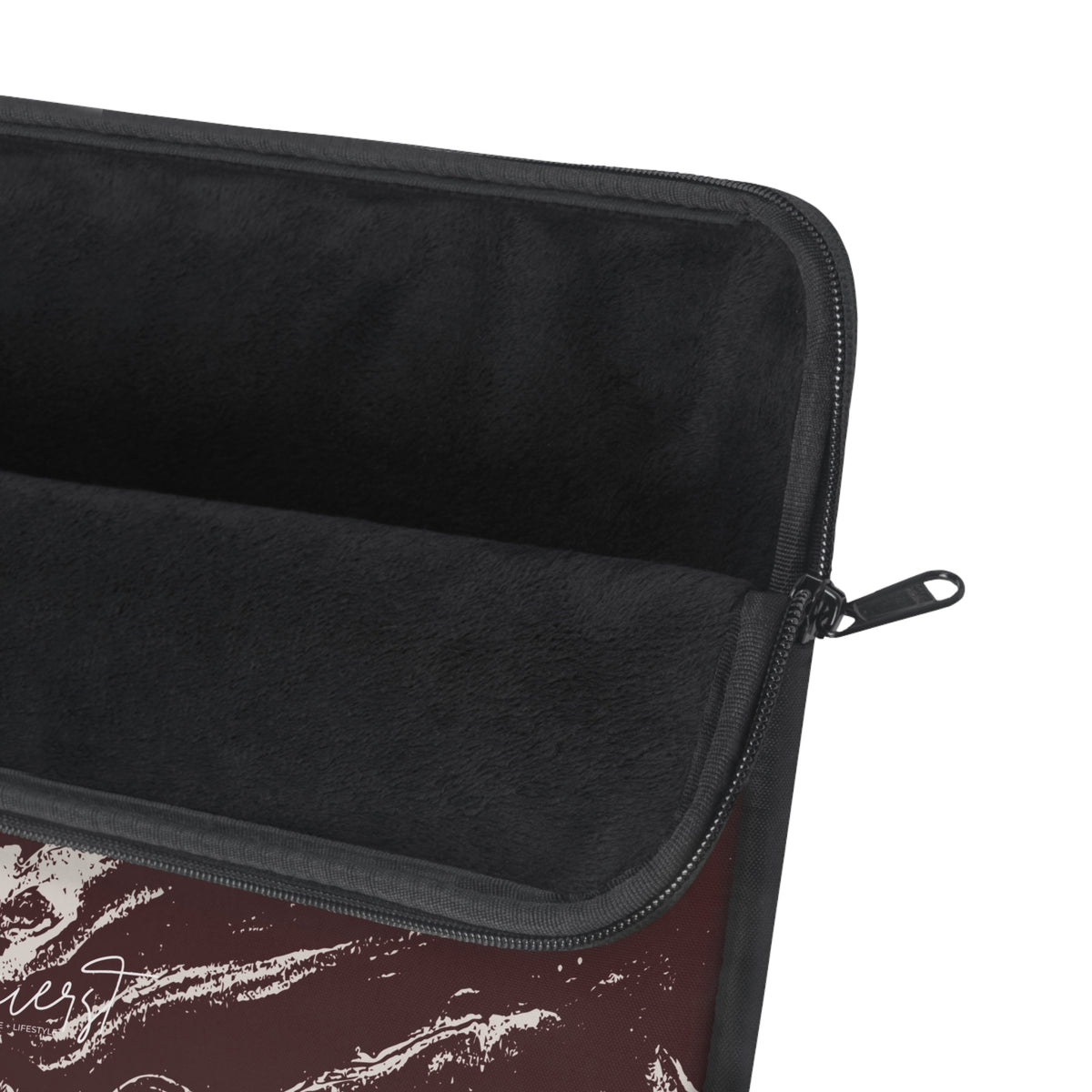 Cream Marble on Signature Velvet Noir Laptop Sleeve