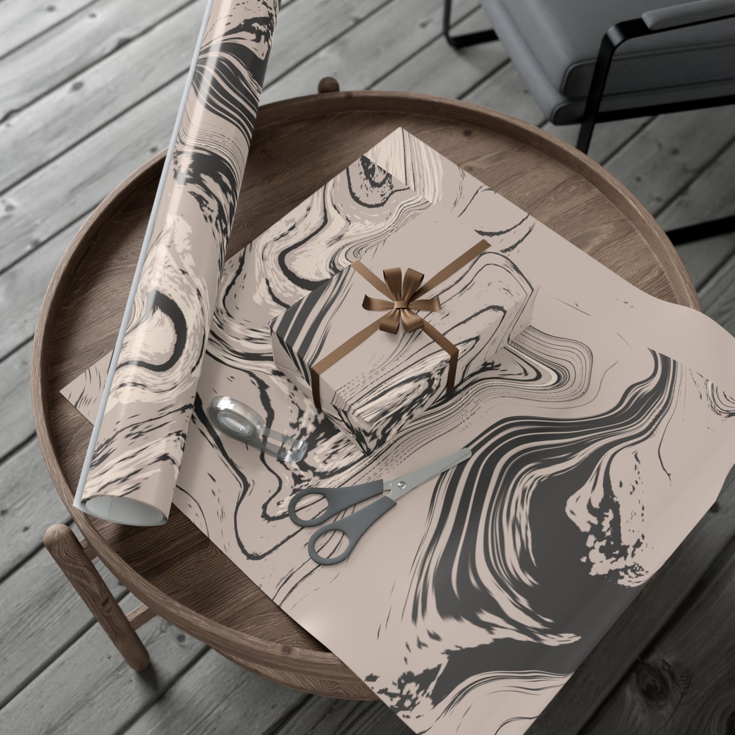 Cream, Grey, and Taupe Marble Gift Wrapping Paper