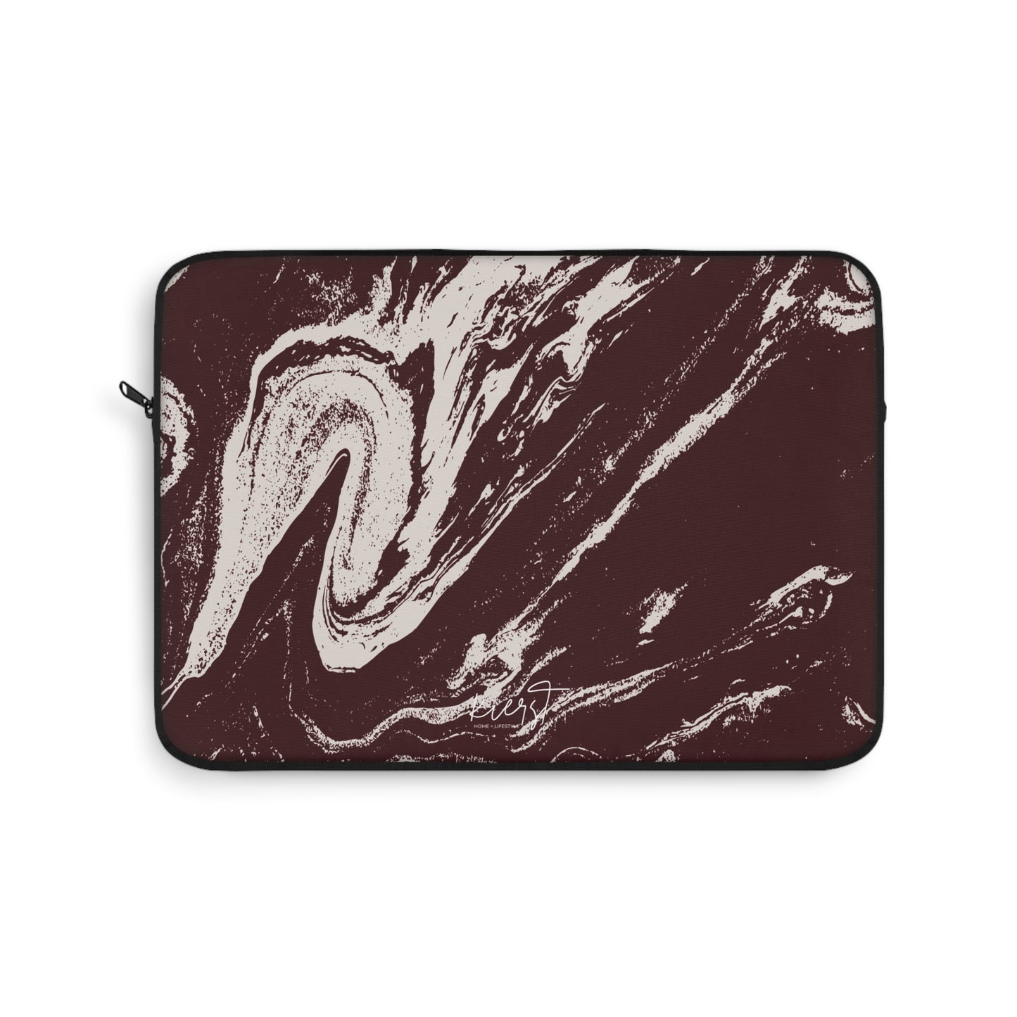Cream Marble on Signature Velvet Noir Laptop Sleeve