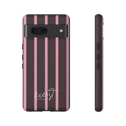 Signature Velvet Noir + Pink Stripes Google Pixel Phone Case