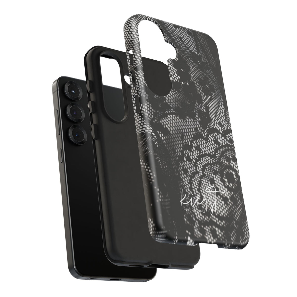 Black + White Lace Print Samsung Galaxy Phone Case