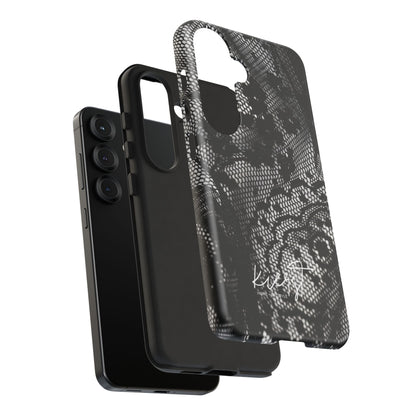 Black + White Lace Print Samsung Galaxy Phone Case