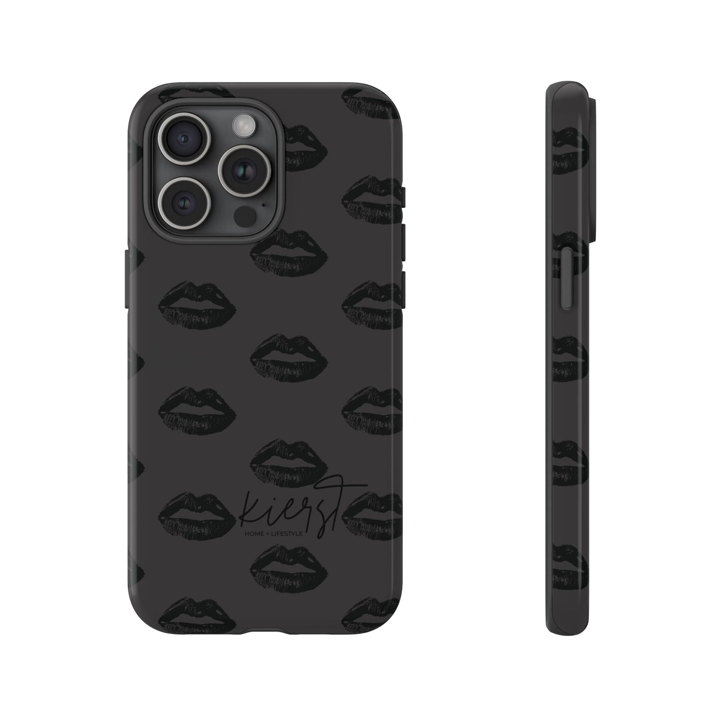Black Lips on Charcoal iPhone Case