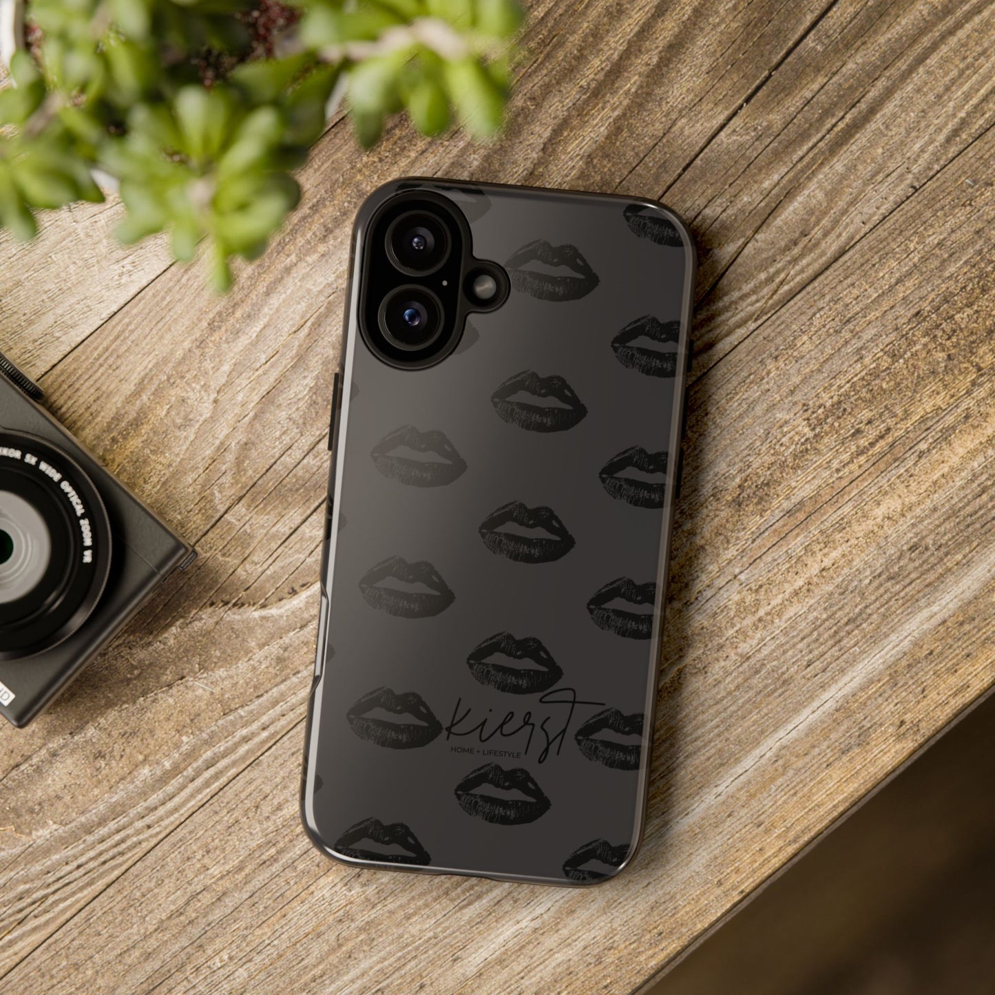 Black Lips on Charcoal iPhone Case