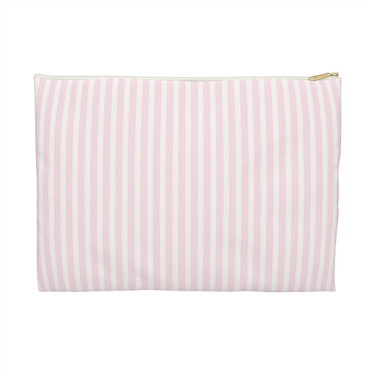 kierst Signature Pink and Cream Striped Accessory Pouch