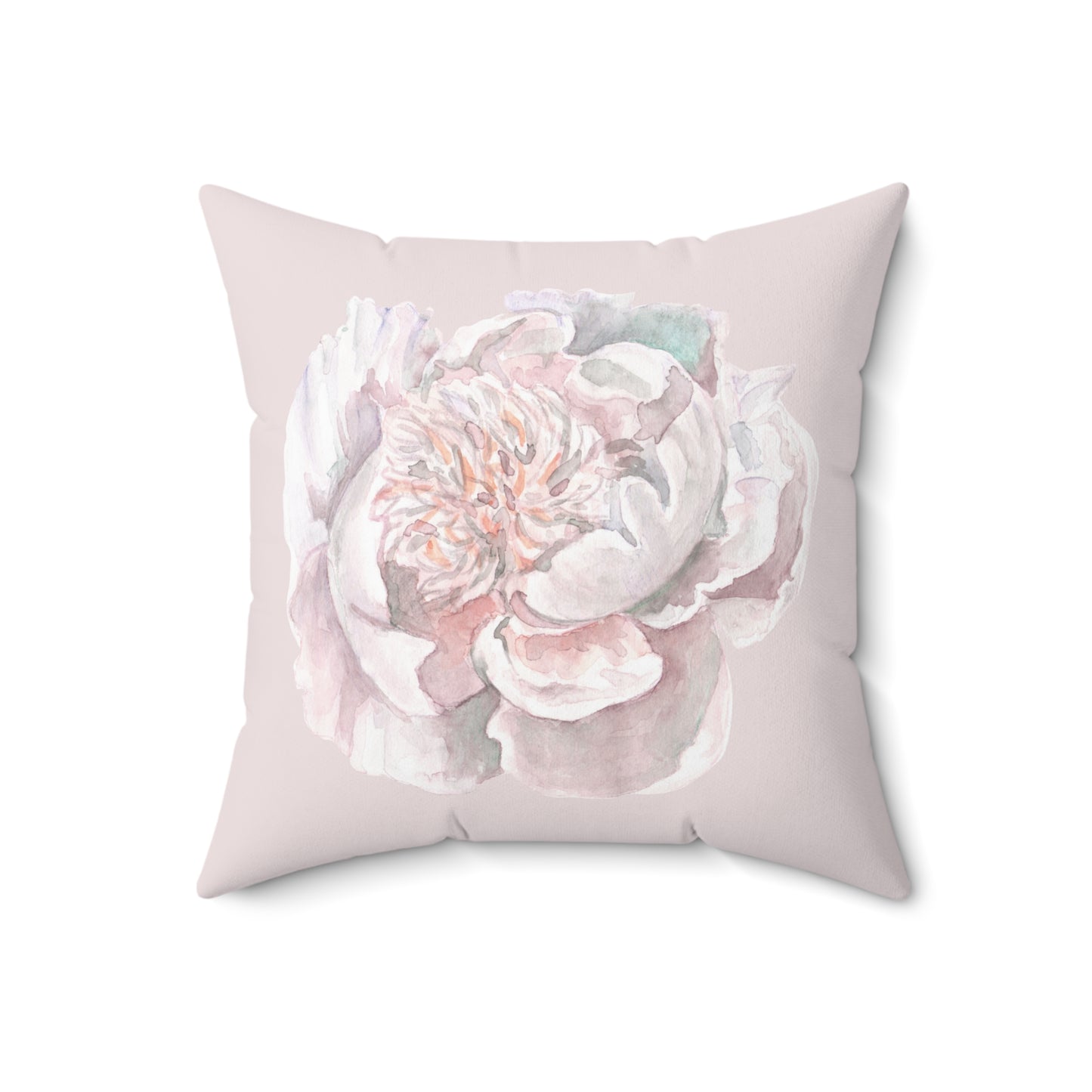 Watercolor Peony Square Pillow