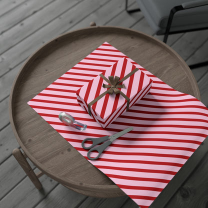 Pink and Red Diagnol Striped Wrapping paper