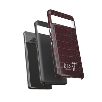 Signature Velvet Noir Crocodile Print Google Pixel Phone Case