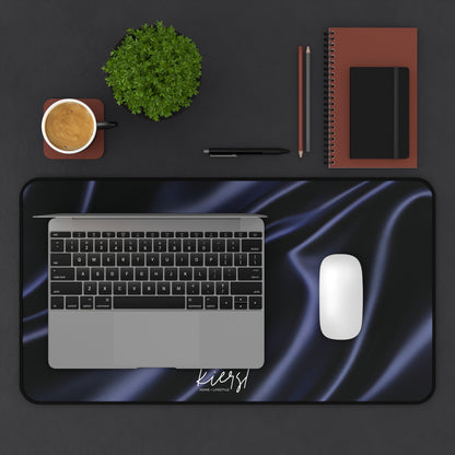 Navy Silk Print Desk Mat