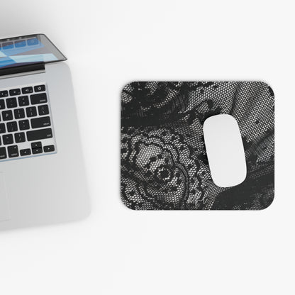 Black + White Lace Print Mouse Pad