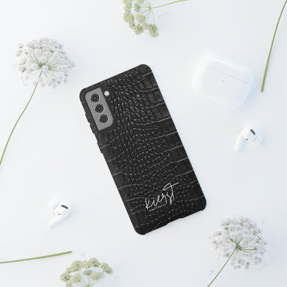 Black Alligator Print Samsung Galaxy Phone Case
