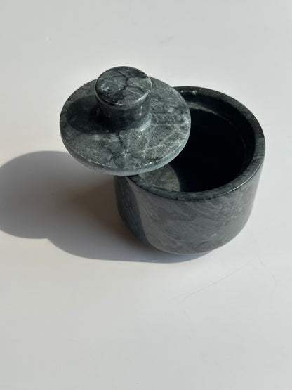 Marble Spice Cellar with Lid | Luxe Kitchen Storage in White and Grey or Black Marble