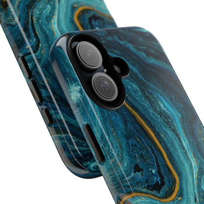 Gold & Teal Marble iPhone Case | Swirled Boldness, Everyday Luxury