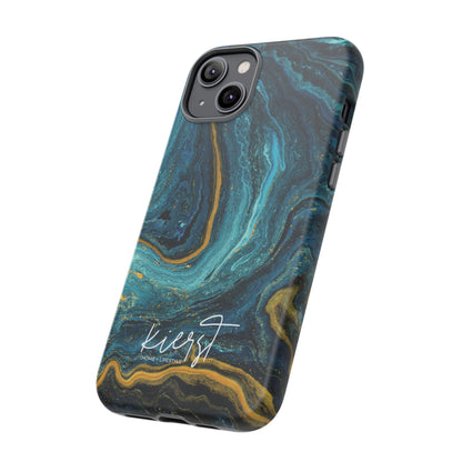 Teal & Gold Marble iPhone Case