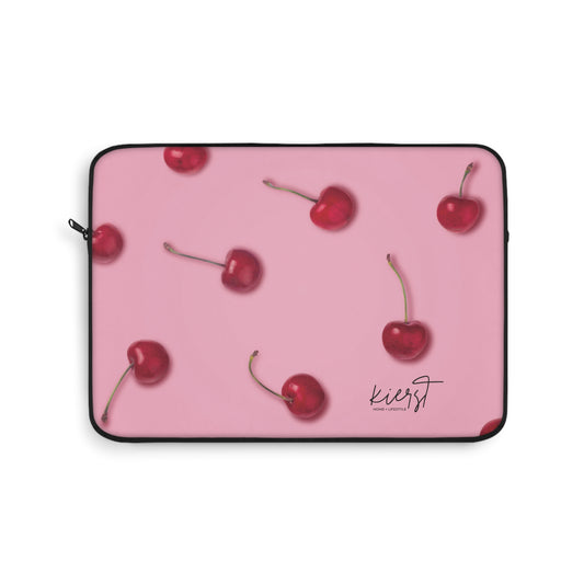 Cherries Laptop Sleeve | Pink Tech Accessory with Bold Fruit Print