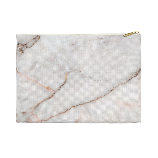 Warm White Marble Accessory Pouch