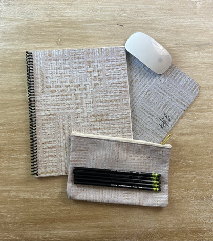 Cream + Gold Tweed Print Mouse Pad