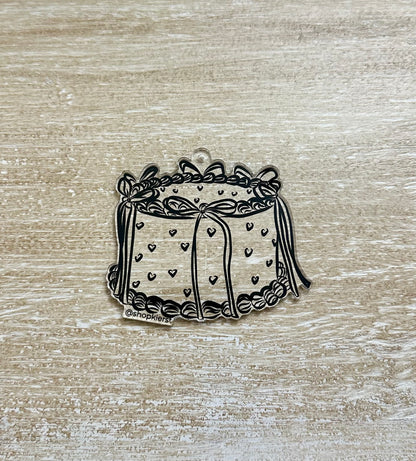 Black Bow Heart Cake Ornament