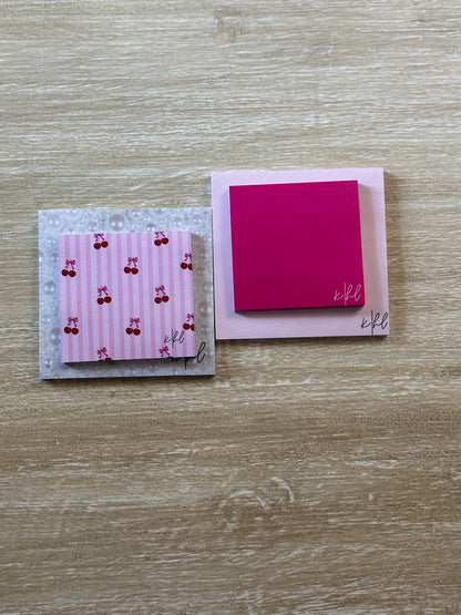 Cherries on Pink Stripes Post-it® Note Pad