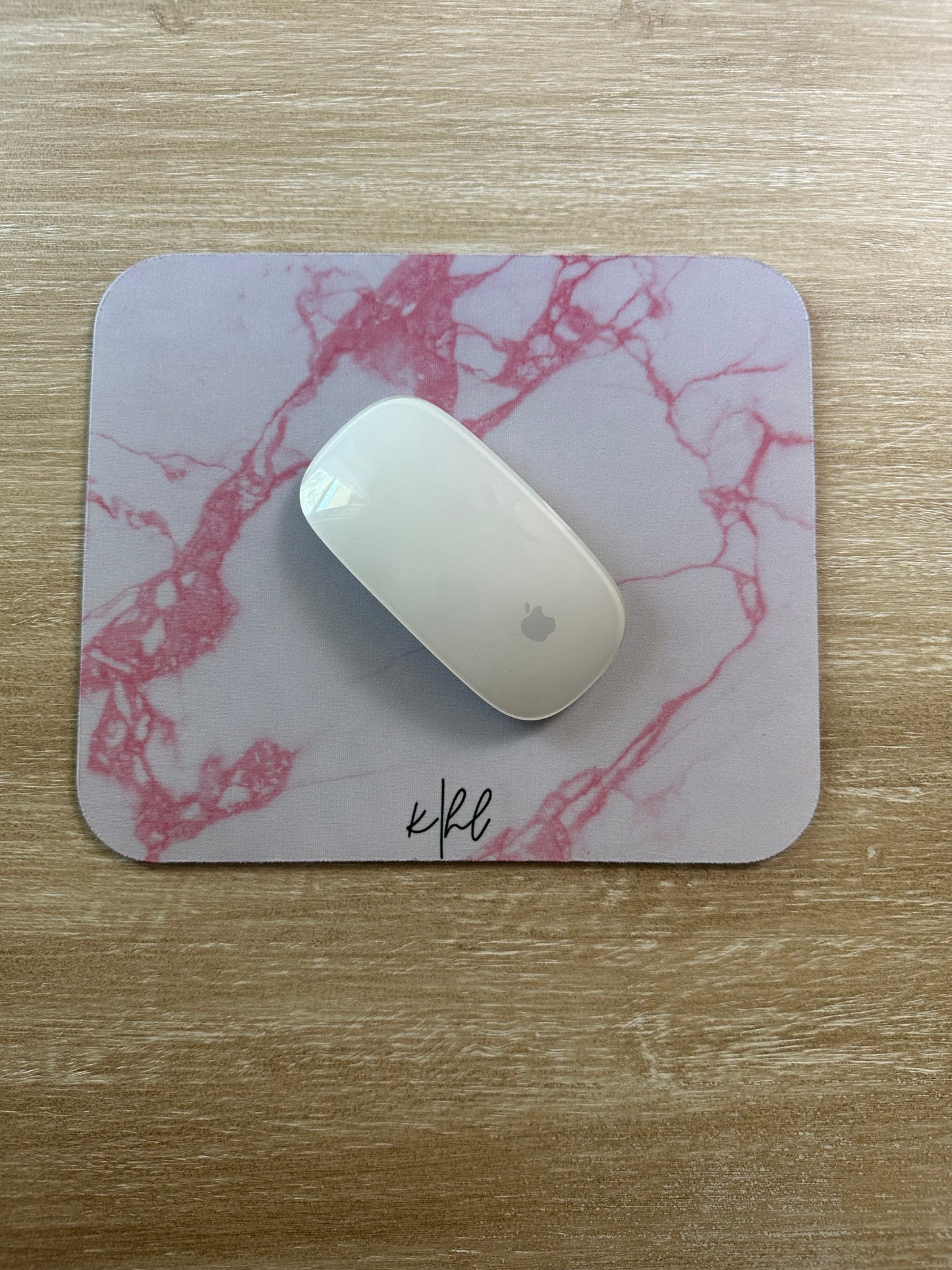 Pink + White Marble Mouse Pad