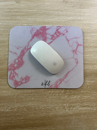 Pink + White Marble Mouse Pad