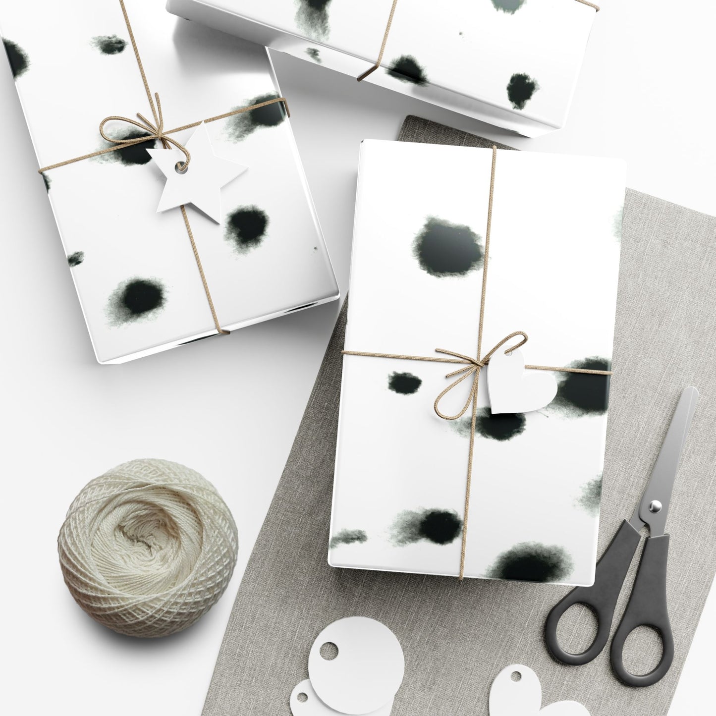 Smudged Black Spots on White Gift Wrapping Paper