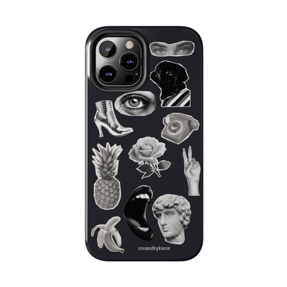 Black & White Vintage Sticker Design iPhone Case