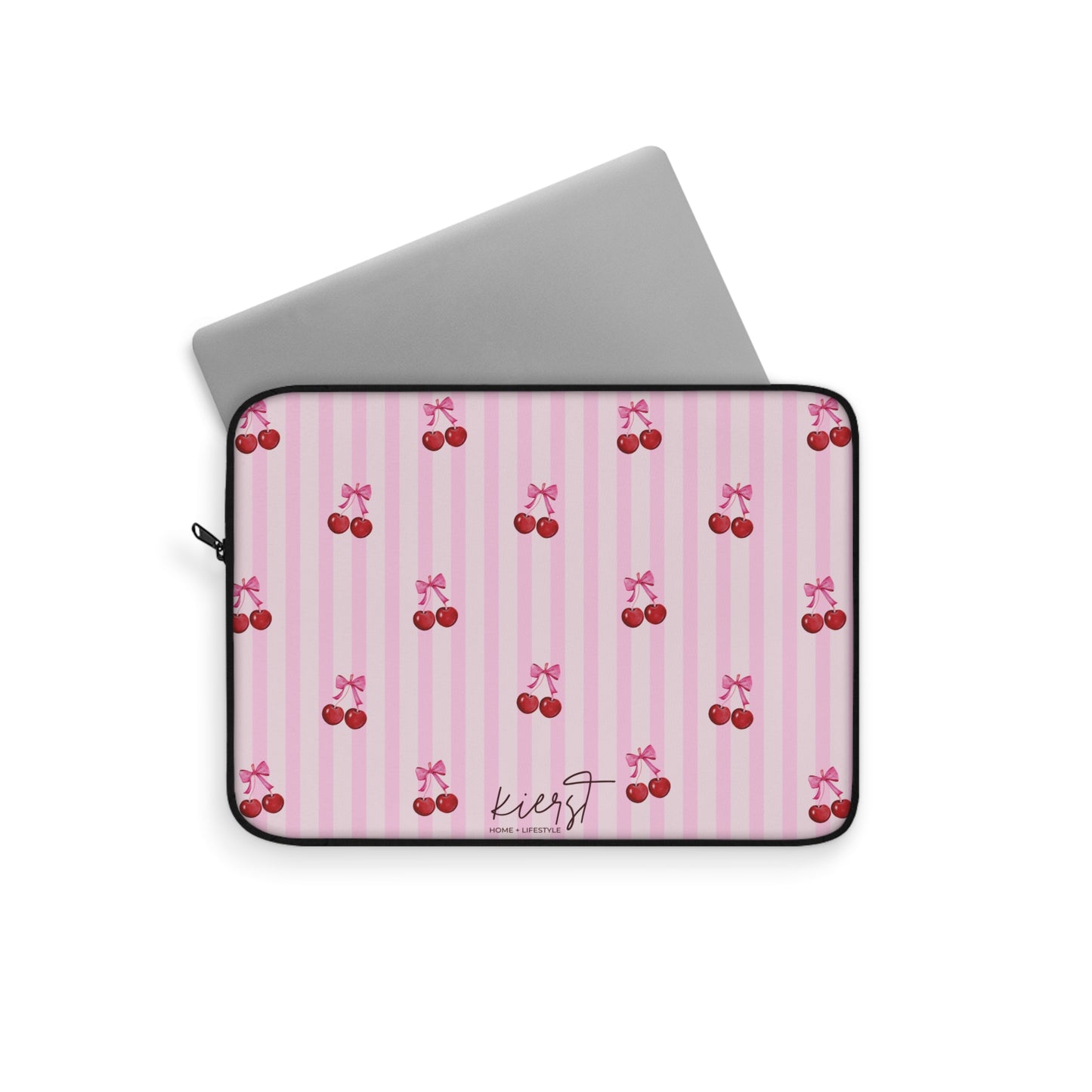 Cherries on Pink Stripe Laptop Sleeve