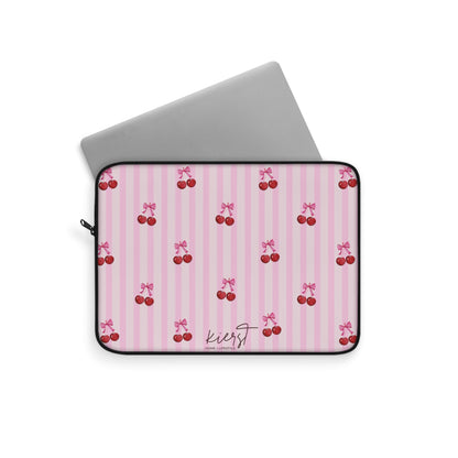 Cherries on Pink Stripe Laptop Sleeve
