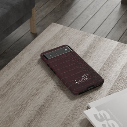 Signature Velvet Noir Crocodile Print Google Pixel Phone Case