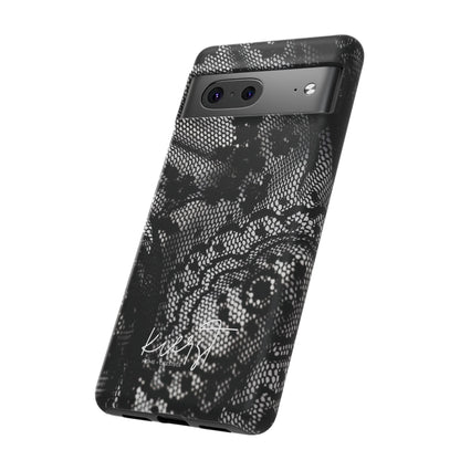 Black + White Lace Print Google Pixel Phone Case