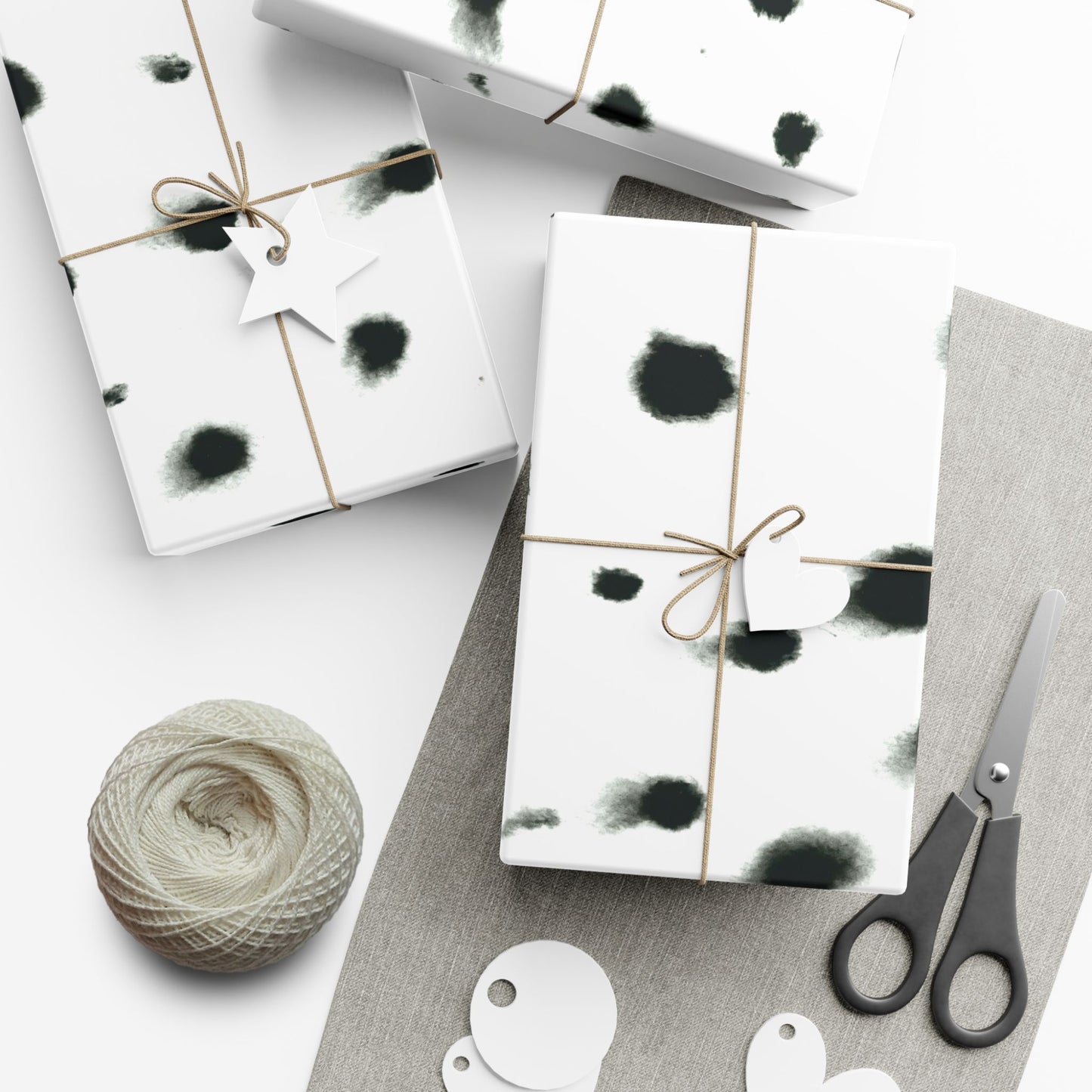 Smudged Black Spots on White Gift Wrapping Paper