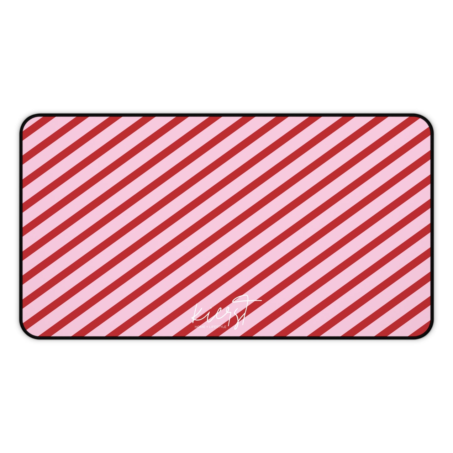 Holiday 25 Pink and Red Diagonal Striped Desk Mat