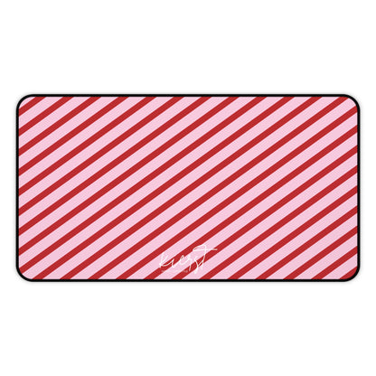 Holiday 25 Pink and Red Diagonal Striped Desk Mat