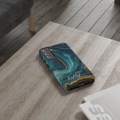 Gold & Teal Marble Samsung Galaxy Case | Swirled Depth Meets Everyday Edge