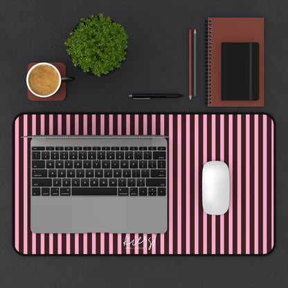 Signature Velvet Noir + Pink Stripes Desk Mat