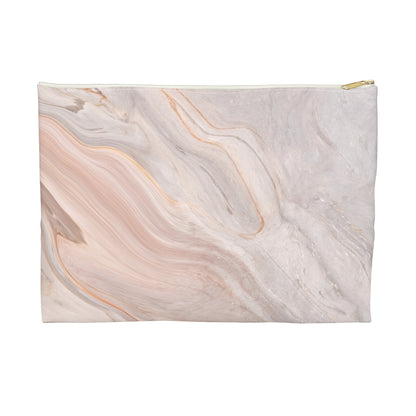Blush Swirl Marble Accessory Pouch – Soft Neutral Stone-Inspired Print