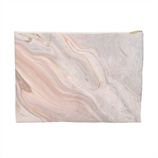 Blush Swirl Marble Accessory Pouch – Soft Neutral Stone-Inspired Print