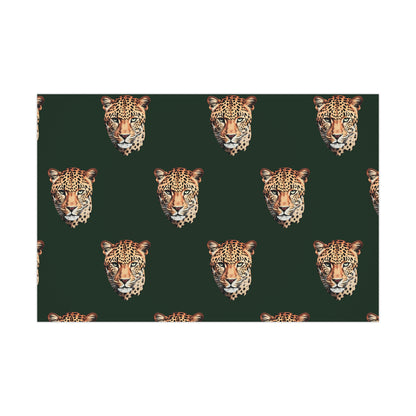Leopard Head on Signature Midnight Pine Wrapping Paper