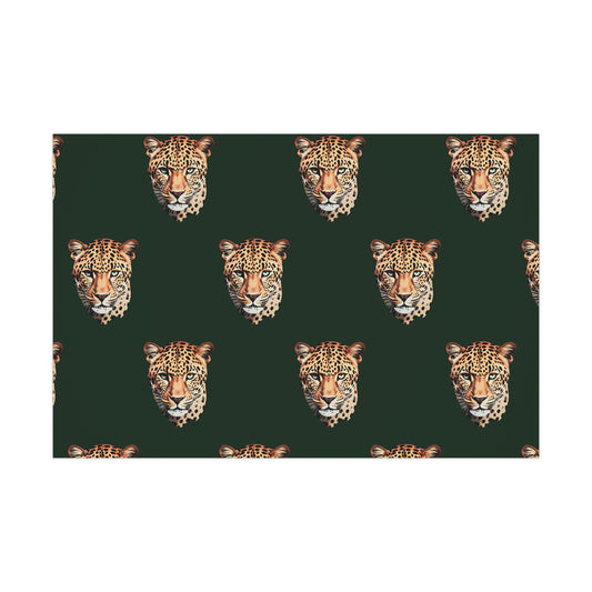 Leopard Head on Signature Midnight Pine Wrapping Paper